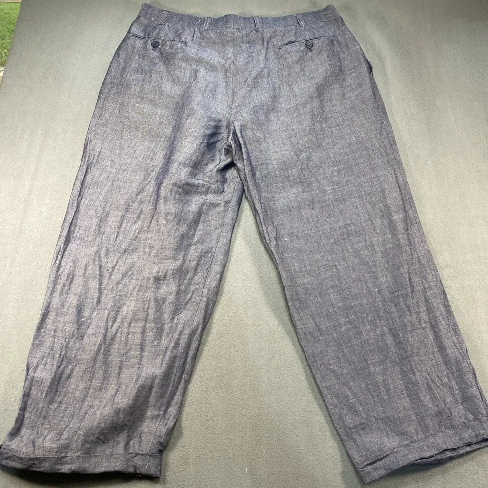 Vintage Phat Farm Mens Wide Leg Trousers Linen Blend Blue 40x30